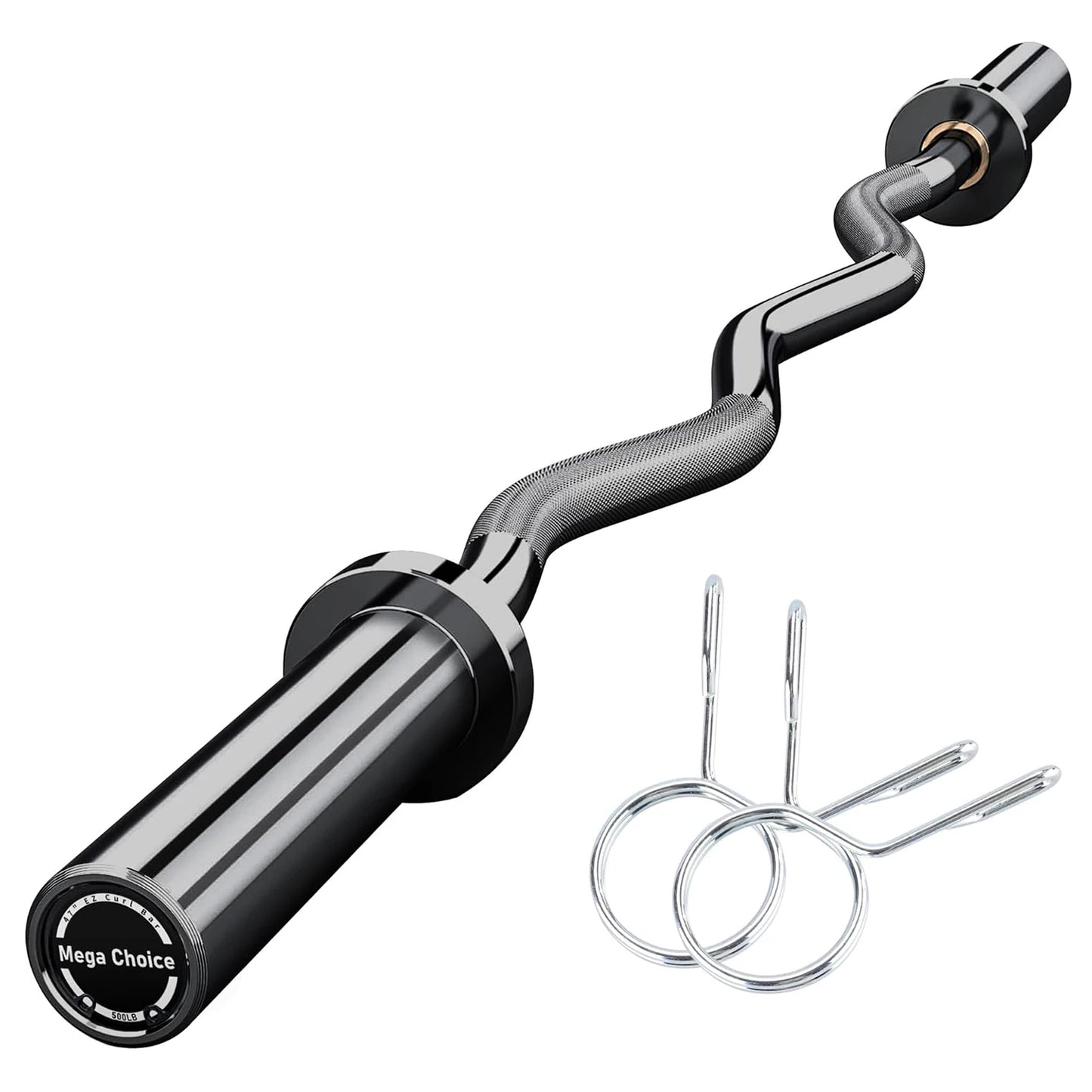 Barbell Bar for Weightlifting. - 4FT Short (500LB) 47" EZ Curl Bar.