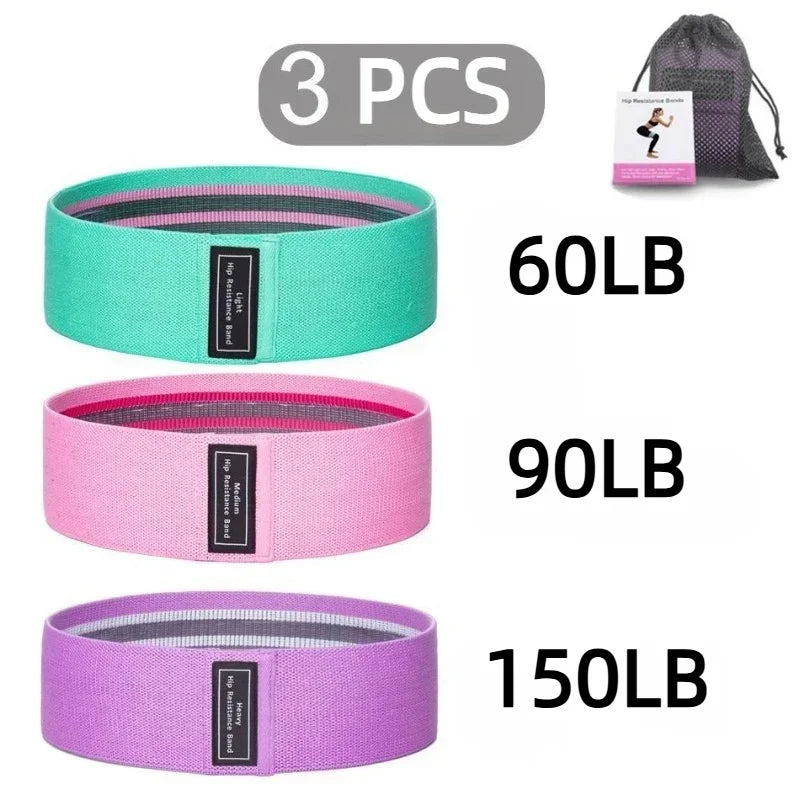 3Pcs Fabric Resistance Hip Booty Bands Glute Thigh Elastic Workout.