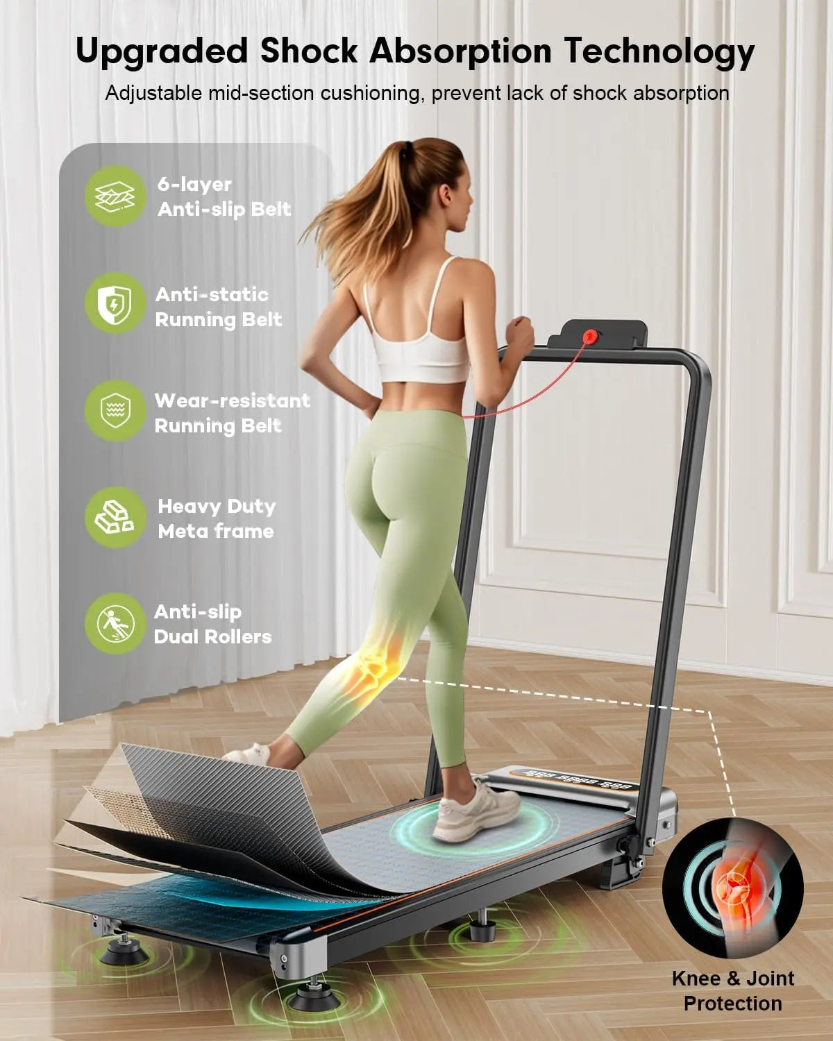 Foldable Treadmill with 12% Incline,3.5HP Low Noise.