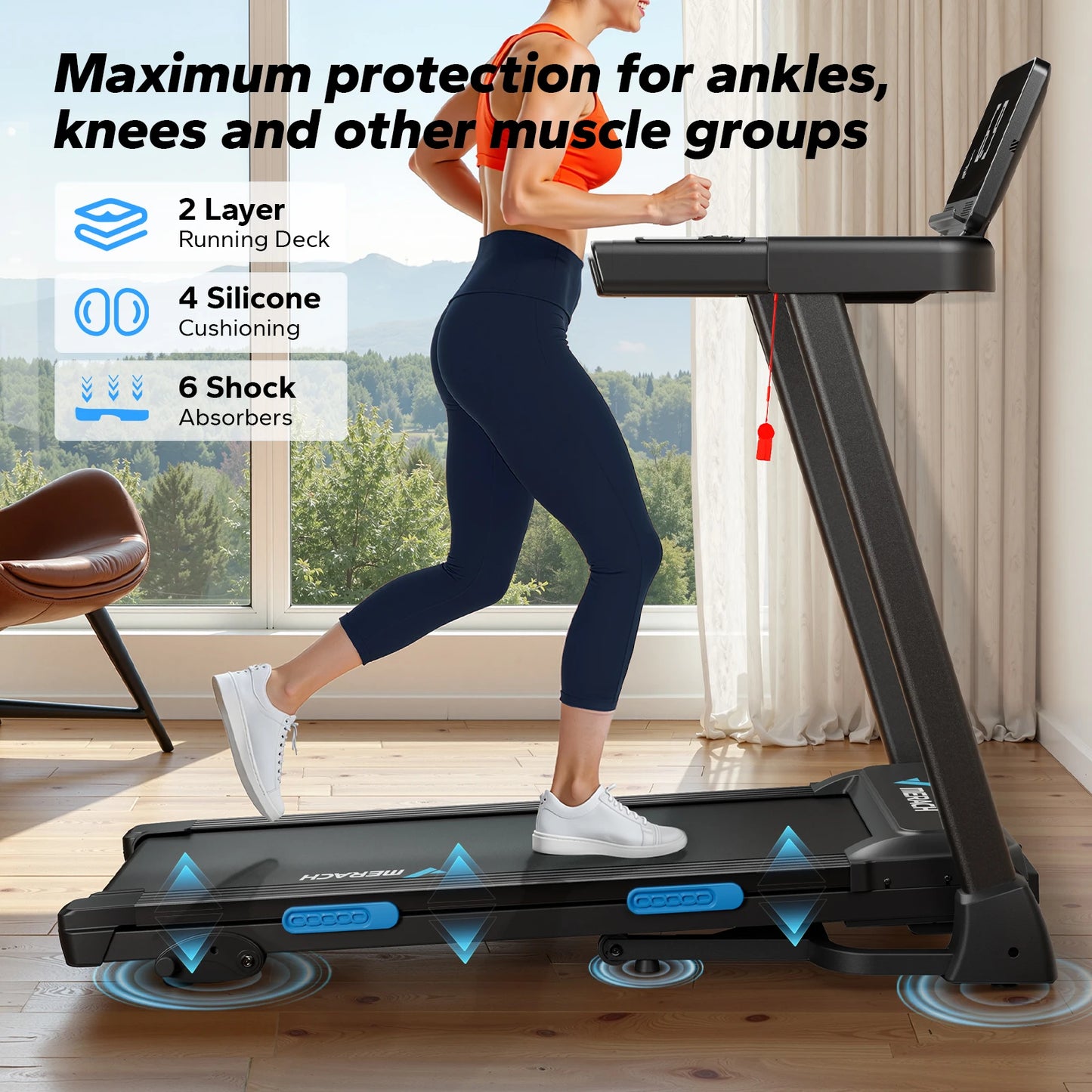 Foldable Treadmill T12 Incline. Quiet Treadmills.