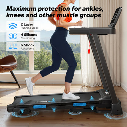 Foldable Treadmill T12 Incline. Quiet Treadmills.