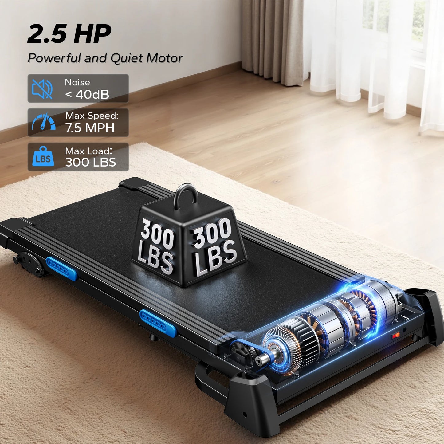 Foldable Treadmill T12 Incline. Quiet Treadmills.