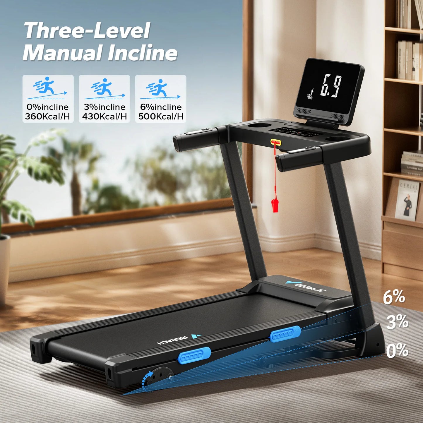 Foldable Treadmill T12 Incline. Quiet Treadmills.