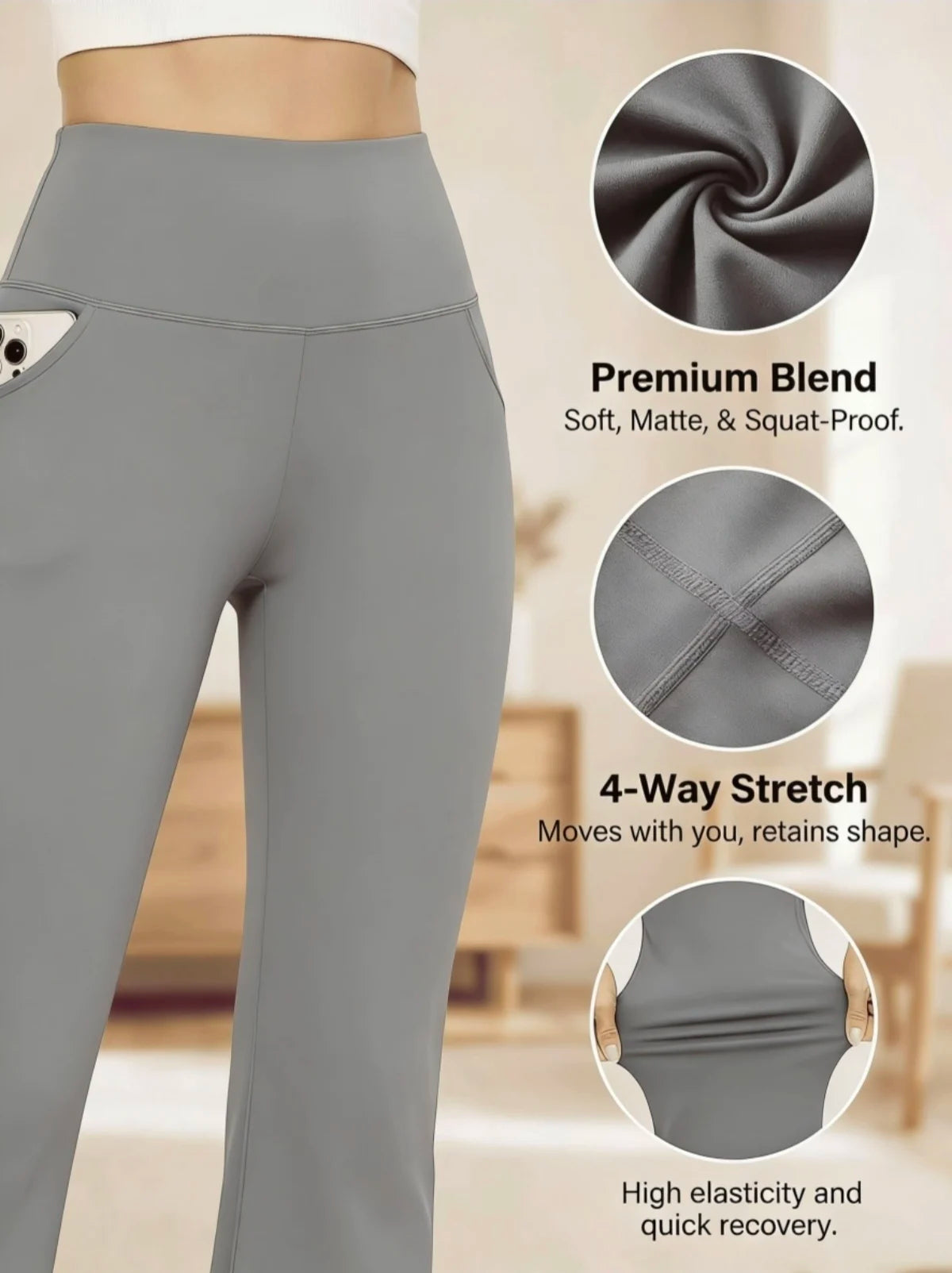 Women's Grey Fashionable Wide-leg Pants.
