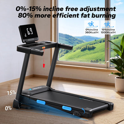 Foldable Treadmill T12 Incline. Quiet Treadmills.