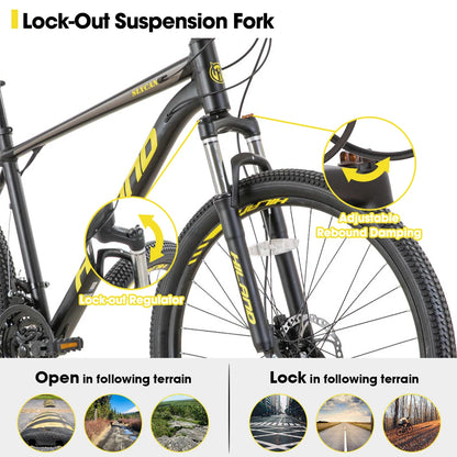 Aluminum Mountain Bike 21 Speeds, Hydraulic Disc-Brakes,
