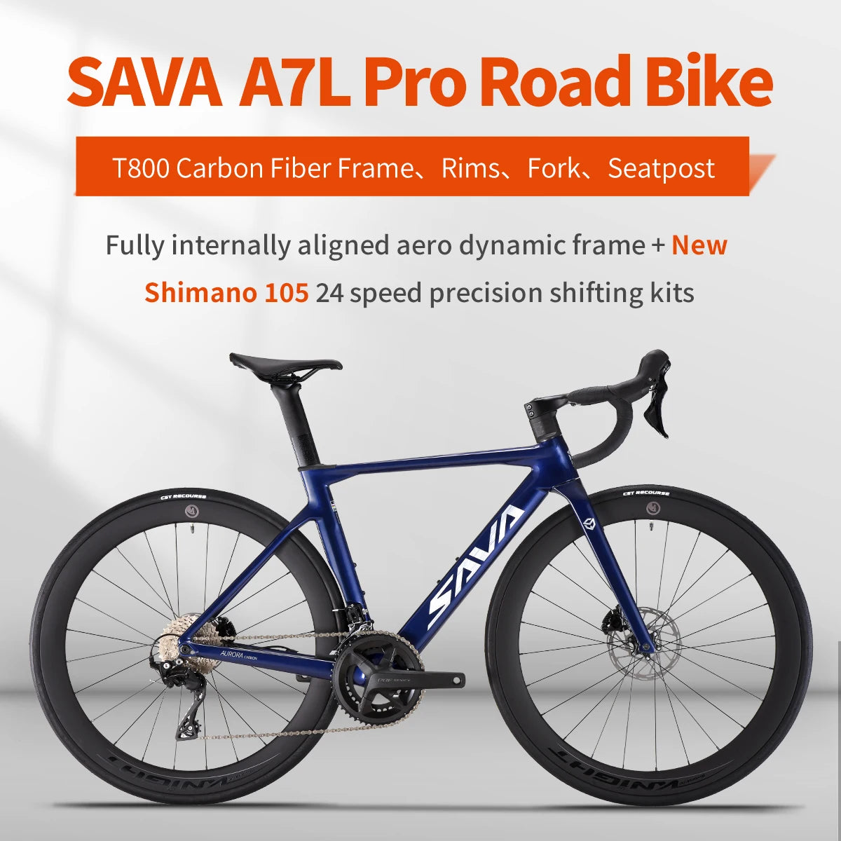 SAVA A7L Pro Carbon Fiber Road Bike, 700C Adult Racing Model.