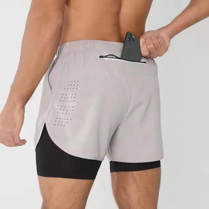 New men's running double-layer shorts.