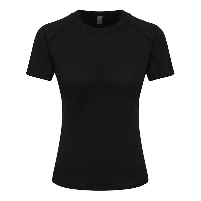 Women's Compression Shirt Short Sleeve Athletic Yoga Running T-Shirt.