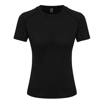 Women's Compression Shirt Short Sleeve Athletic Yoga Running T-Shirt.