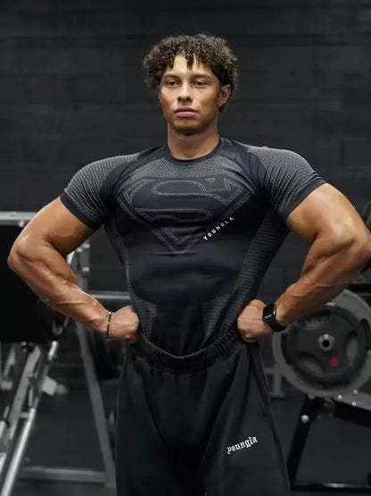 New style Men's High Elastic Quick Dry Sports T-Shirt Workout Breathable.