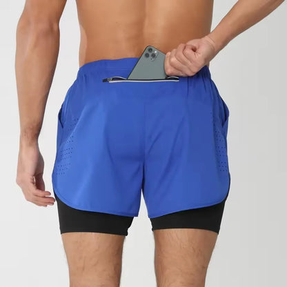New men's running double-layer shorts.