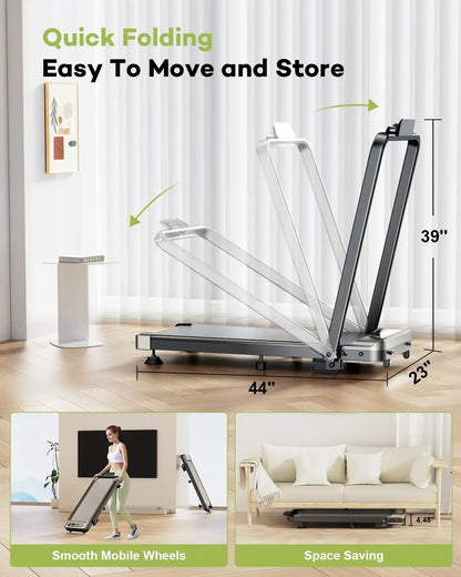 Foldable Treadmill with 12% Incline,3.5HP Low Noise.