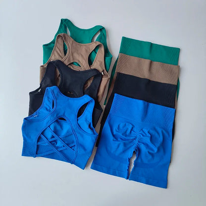 2 PCS Women's Seamless Yoga Set Sexy Sport Bra.