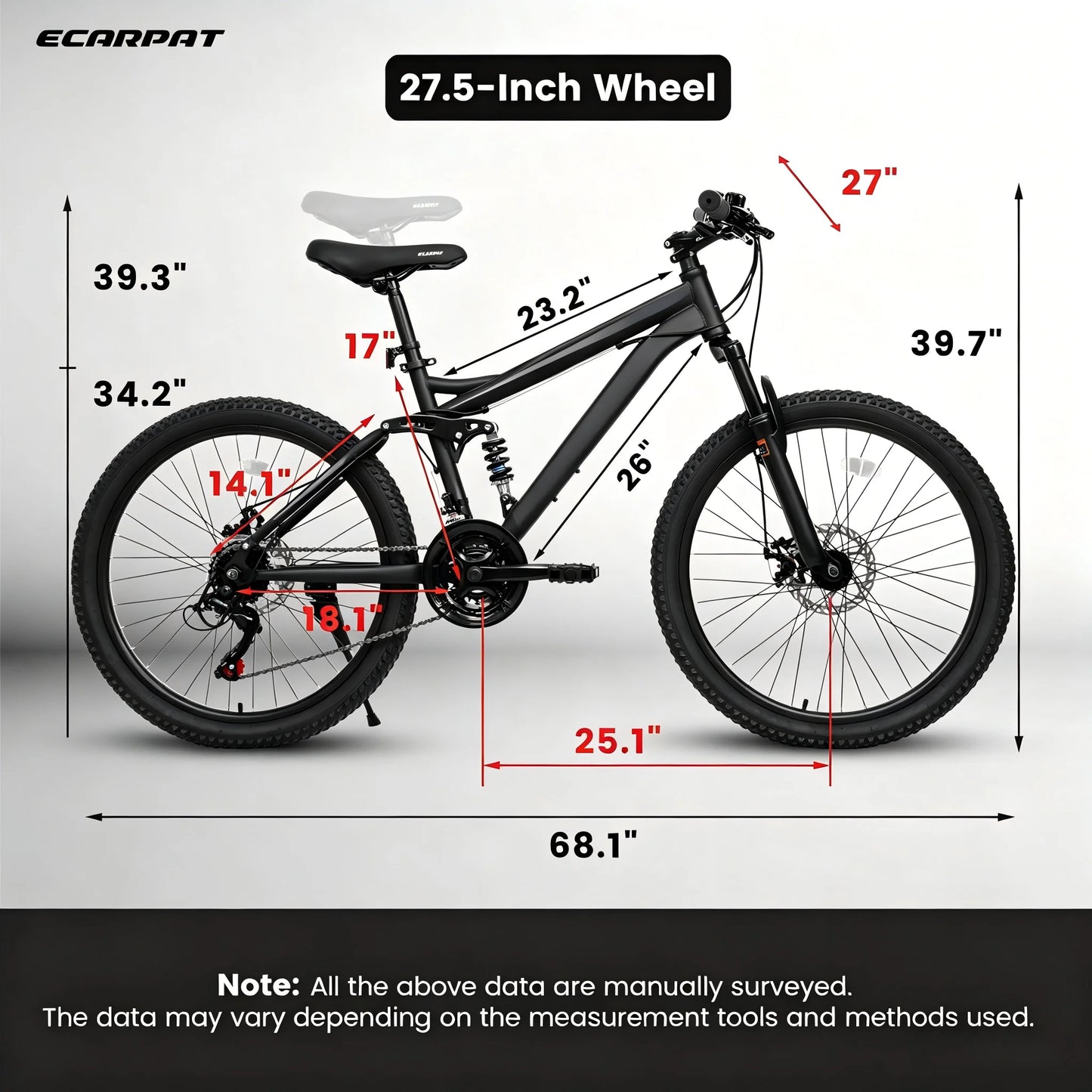 27.5 Inch Full Suspension Mountain Bike 21-Speed.