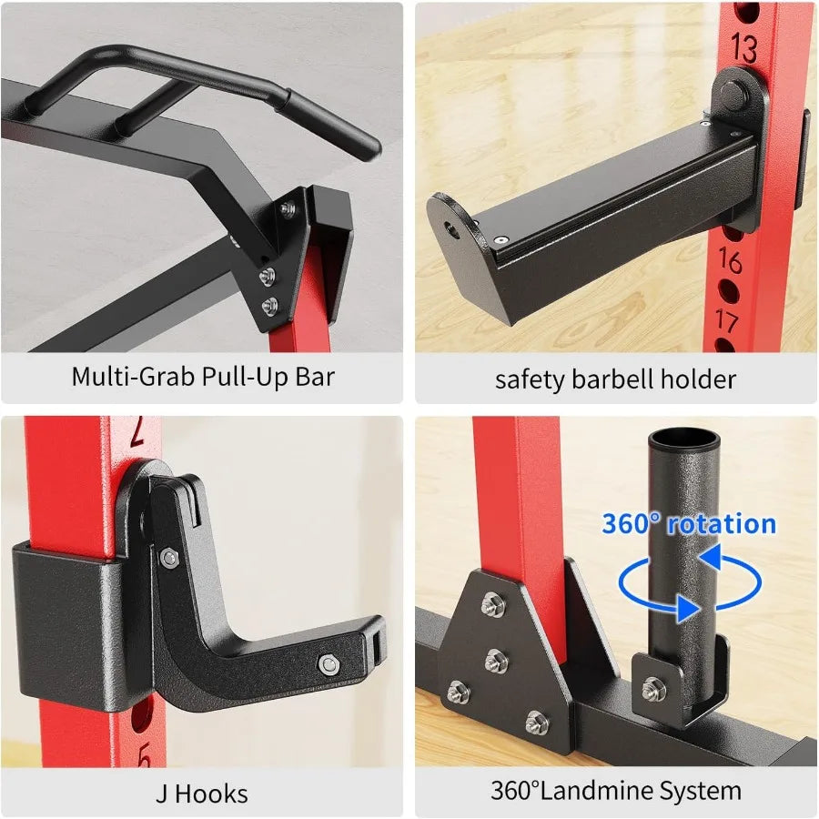 Multi-Function Squat Rack with Cable Crossover System.