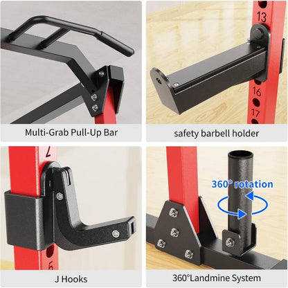 Multi-Function Squat Rack with Cable Crossover System.