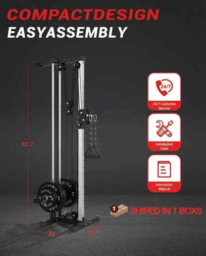 Dual Pulley Cable Crossover Machine LAT Pulldown Bar & Foot Board.
