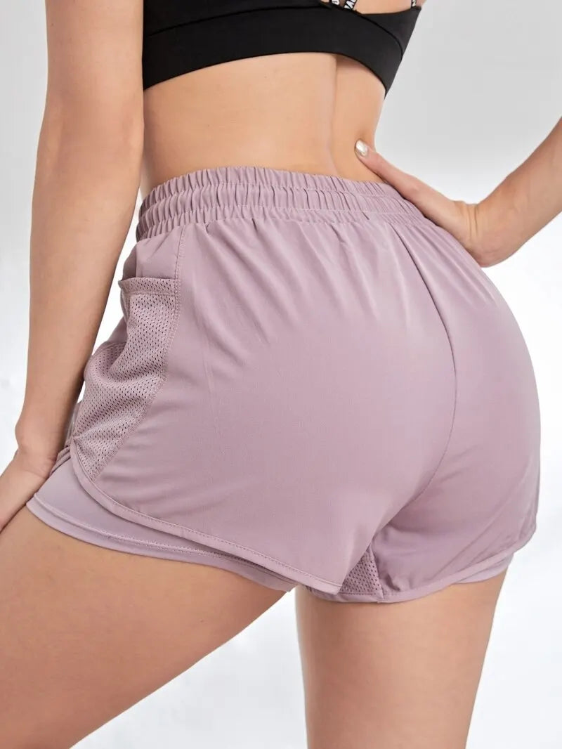Women's Elastic Sports Shorts, Shorts With Pockets.