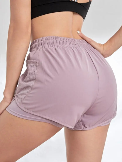 Women's Elastic Sports Shorts, Shorts With Pockets.