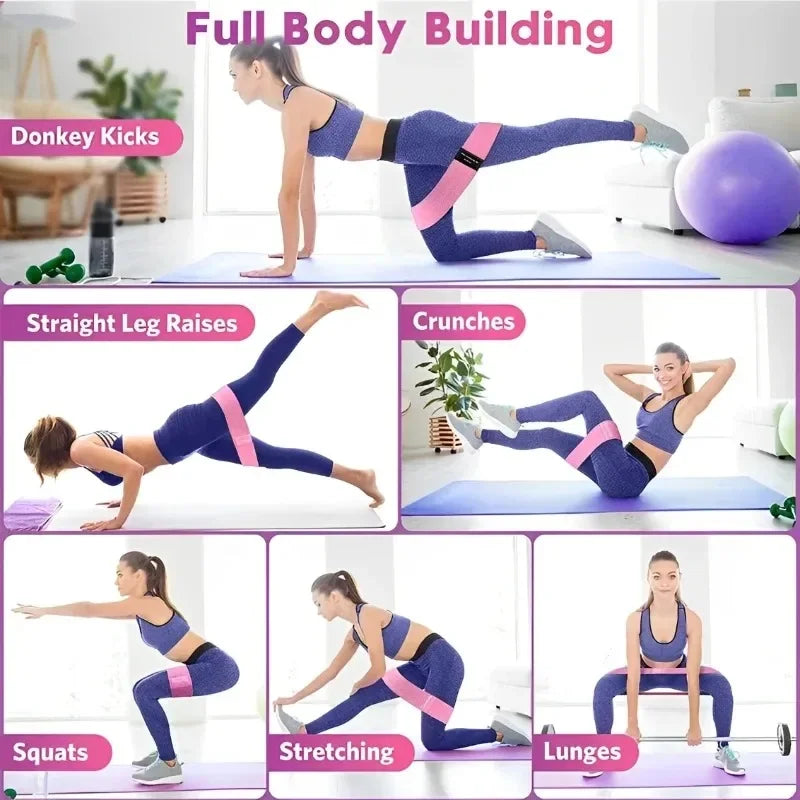 3Pcs Fabric Resistance Hip Booty Bands Glute Thigh Elastic Workout.