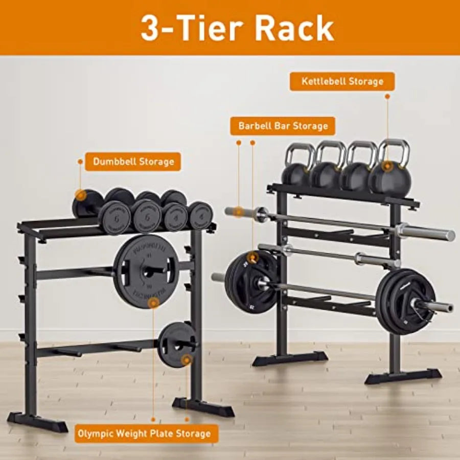 Weight rack for Dumbbells, Barbell Bar, Weight Plates.