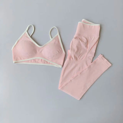 2PCS Seamless Legging Set, Strappy Sports Bra + High Waist.