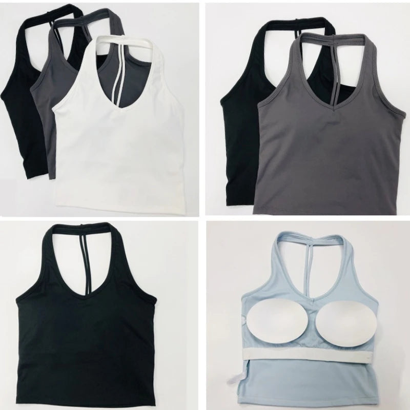 halter fitness wear Yoga vest with chest pad.