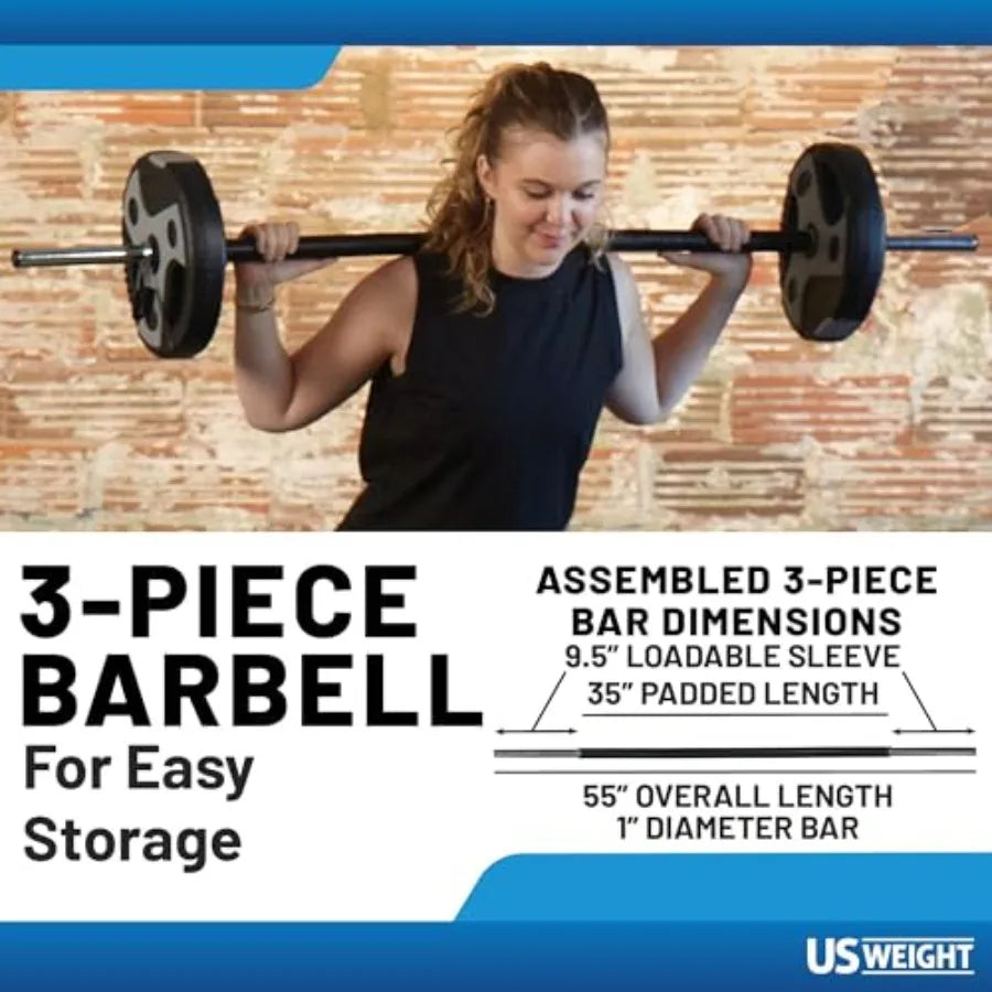 Durable Steel Barbell Curl Bar with Multiple Use Options.