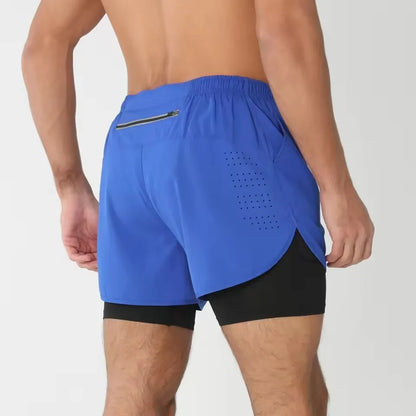 New men's running double-layer shorts.