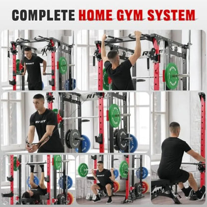 All-in-One Squat Rack with LAT-Pull Down Cable Crossover System.