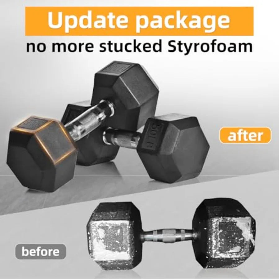 Rubber Hex Dumbbell Set with Rack - 350/450/550lbs