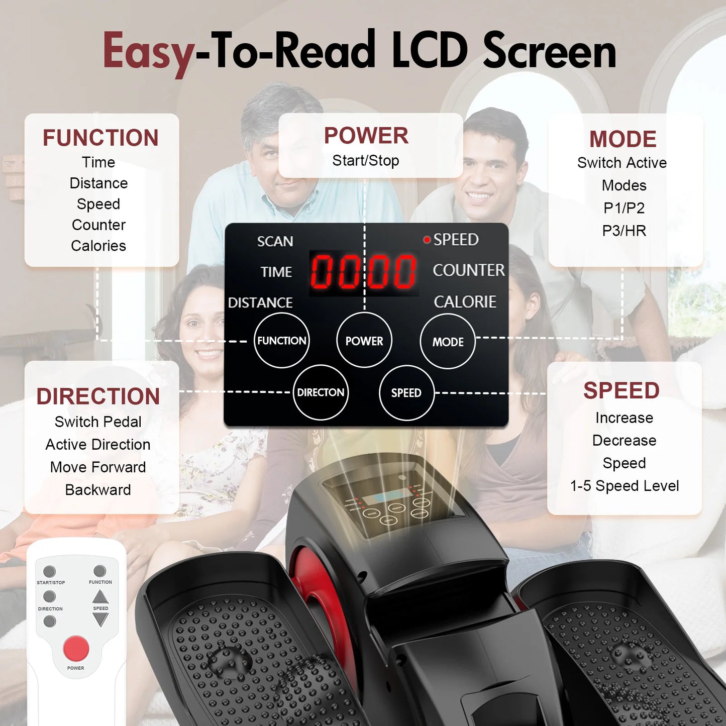 Electric Elliptical Machine Under Desk Pedal Exerciser.