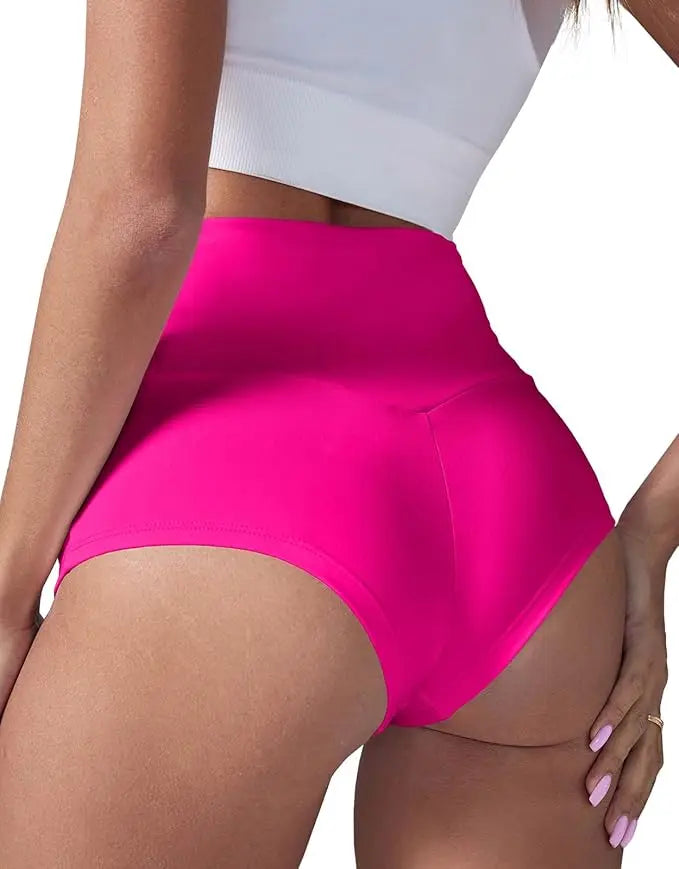 Women's High Waist Yoga Shorts with Pockets,