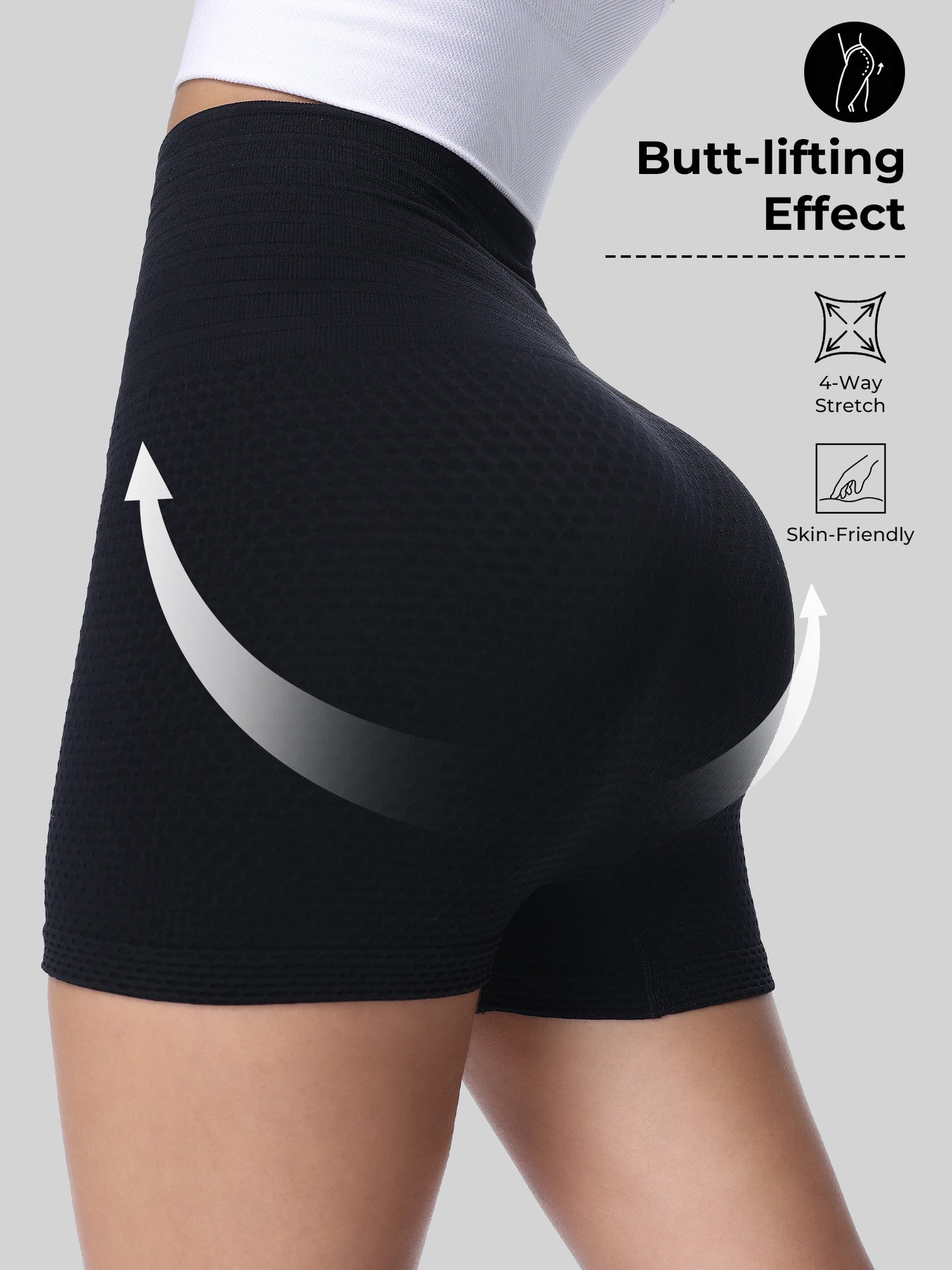 Women's Black Knitted Fabric Track Shorts Casual High Waist.
