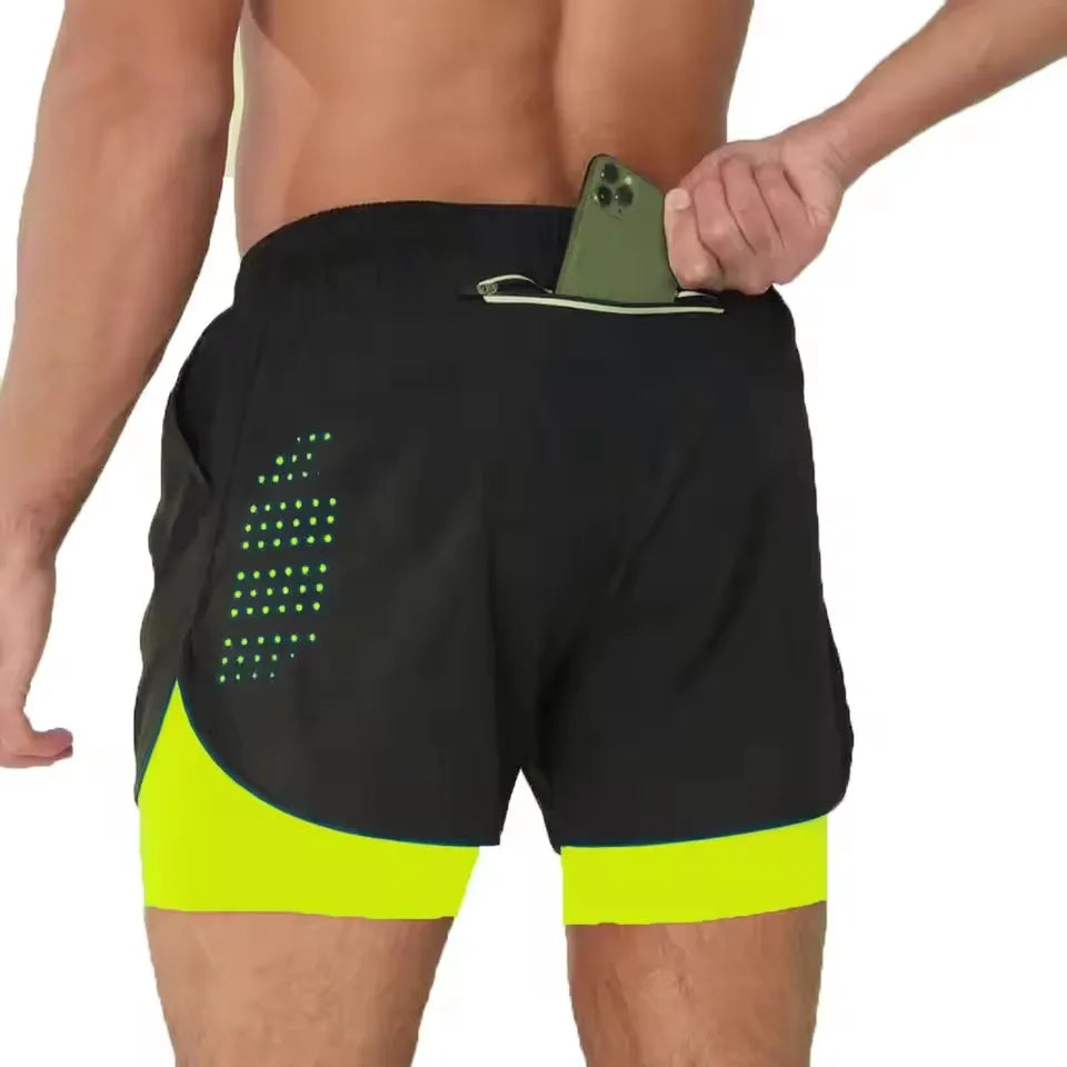New men's running double-layer shorts.
