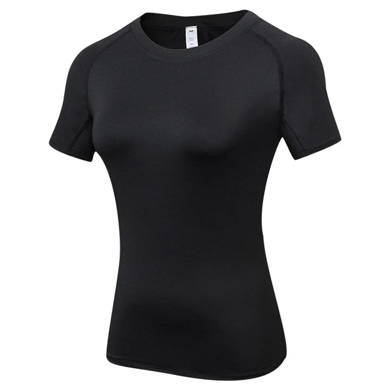Women's Compression Shirt Short Sleeve Athletic Yoga Running T-Shirt.