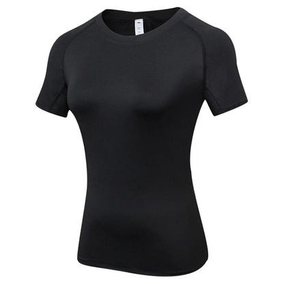 Women's Compression Shirt Short Sleeve Athletic Yoga Running T-Shirt.