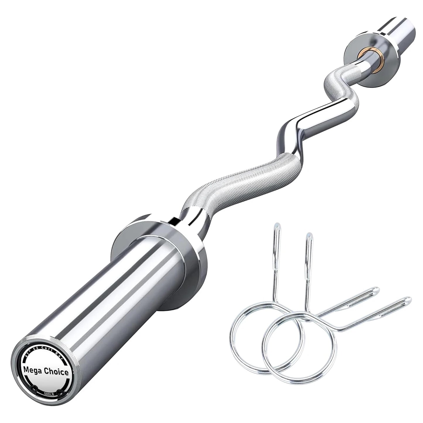 Barbell Bar for Weightlifting. - 4FT Short (500LB) 47" EZ Curl Bar.