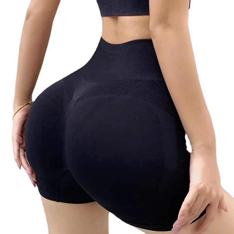 Women's New Fitness High Waist Push Up Gym Shorts .