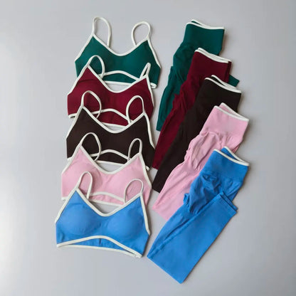 2PCS Seamless Legging Set, Strappy Sports Bra + High Waist.