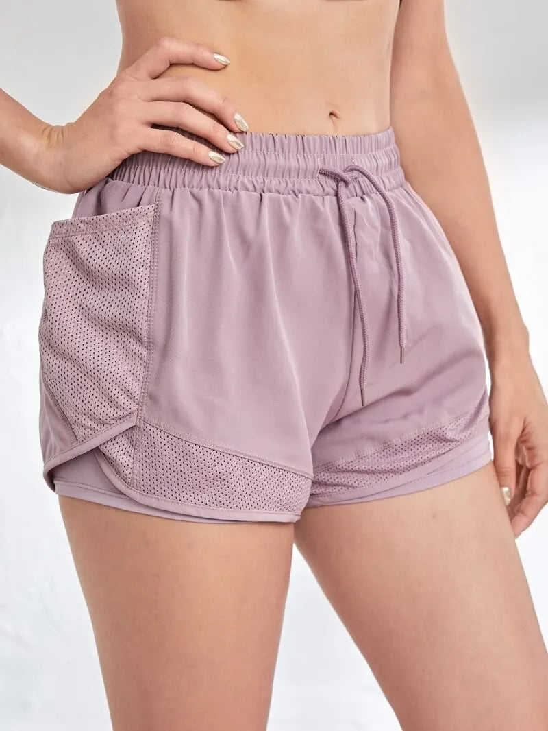 Women's Elastic Sports Shorts, Shorts With Pockets.
