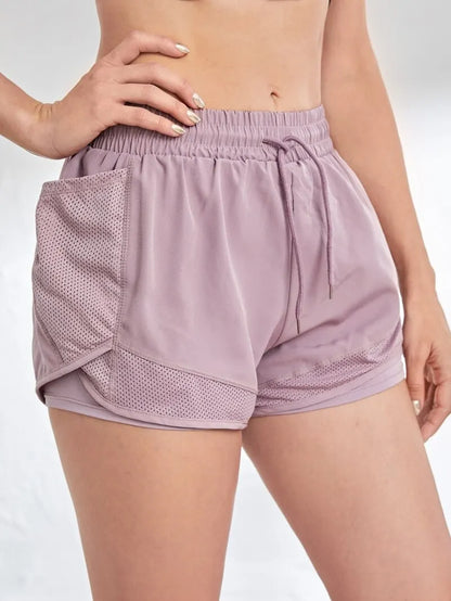 Women's Elastic Sports Shorts, Shorts With Pockets.