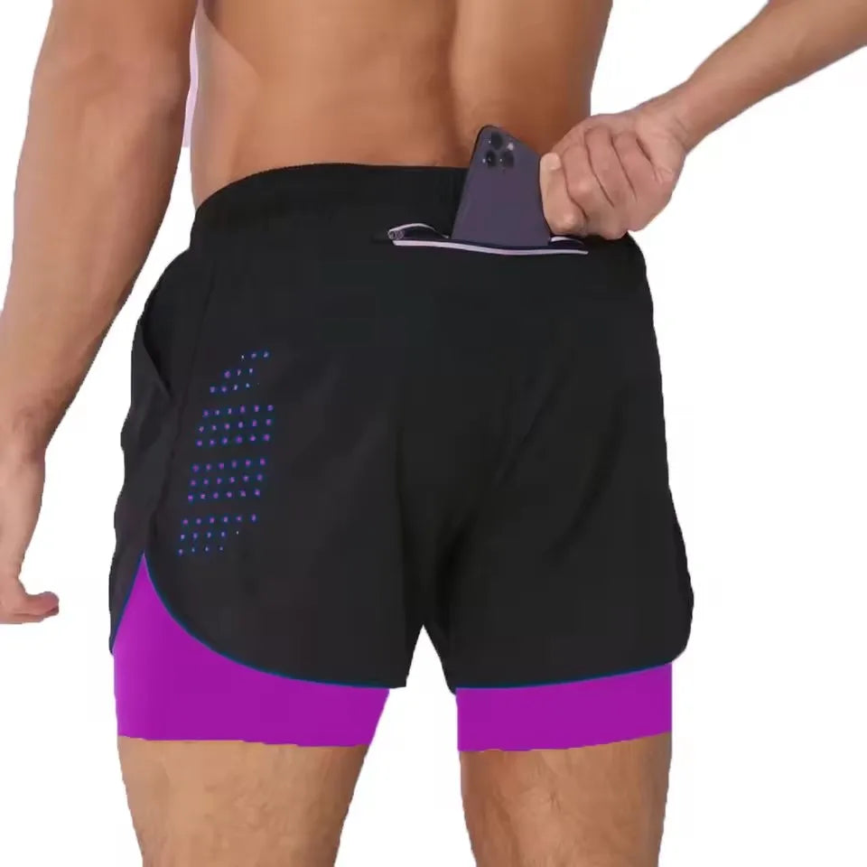 New men's running double-layer shorts.