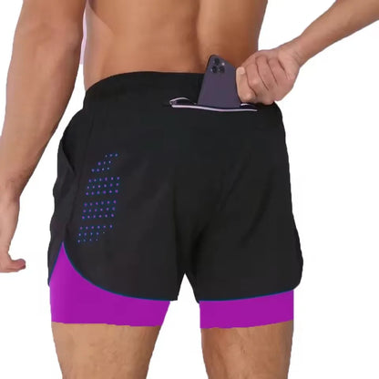 New men's running double-layer shorts.