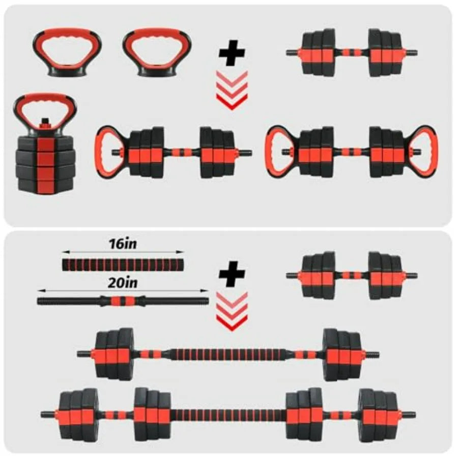4-in-1 Octagonal Adjustable Dumbbell Set 66 Lbs.