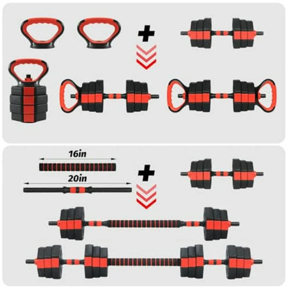 4-in-1 Octagonal Adjustable Dumbbell Set 66 Lbs.