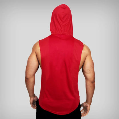 Mens Bodybuilding Sleeveless Hooded Shirts.