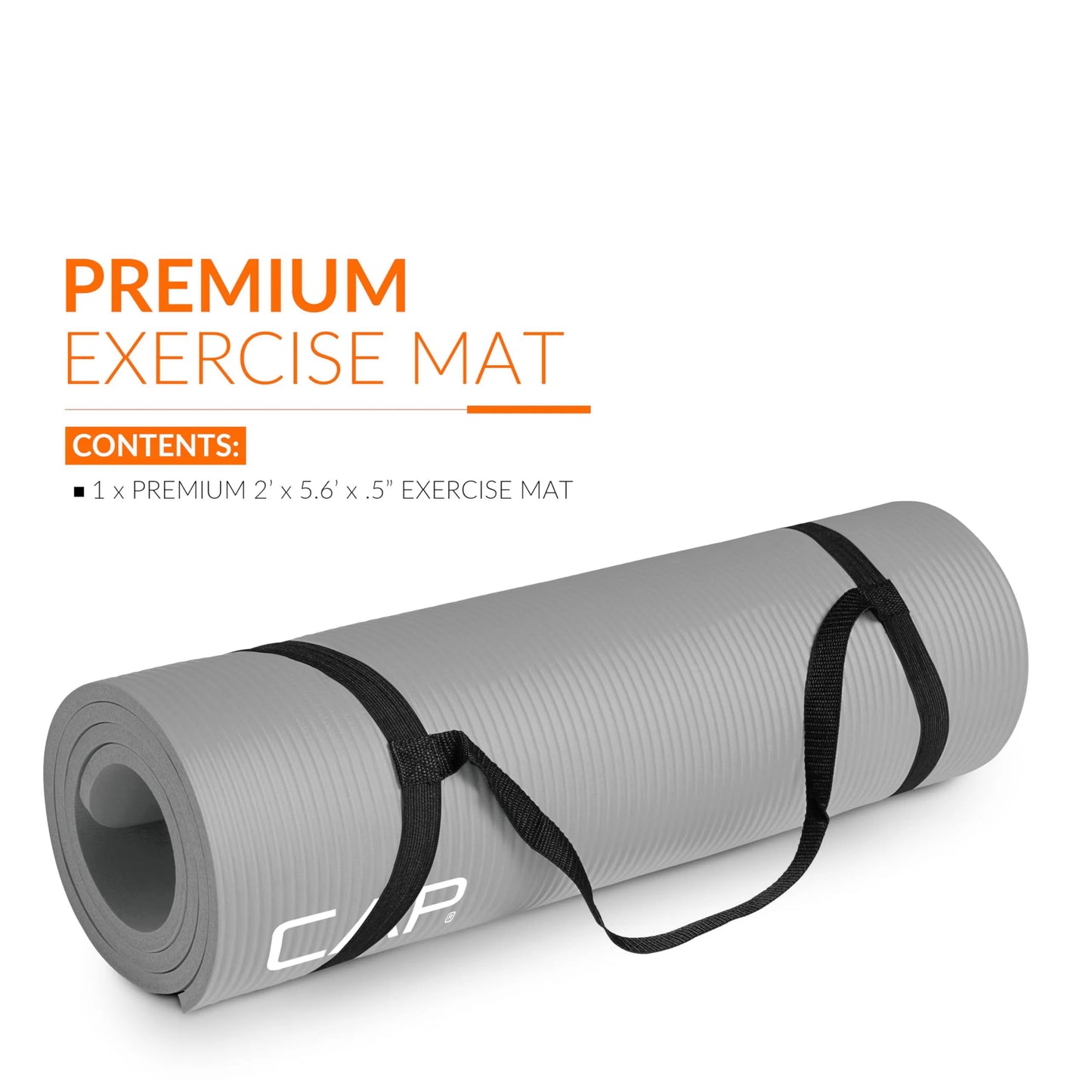 1/2 Inch High Density Exercise Yoga Mat with Strap