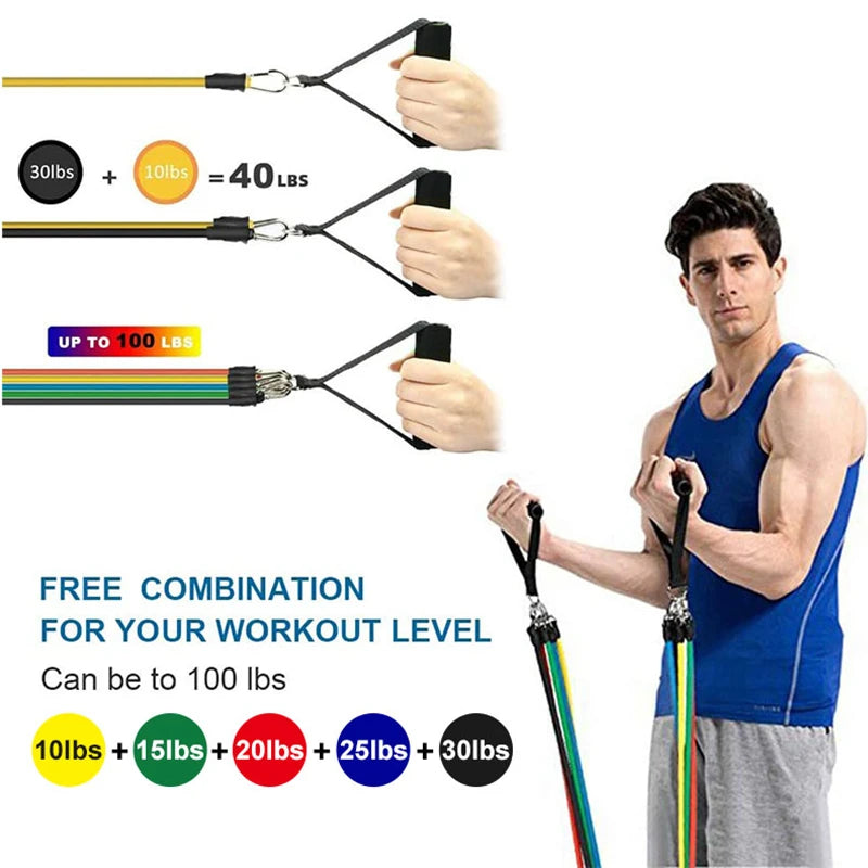 11pcs/Set Pull Rope, Resistance Bands, Portable Fitness Equipment,